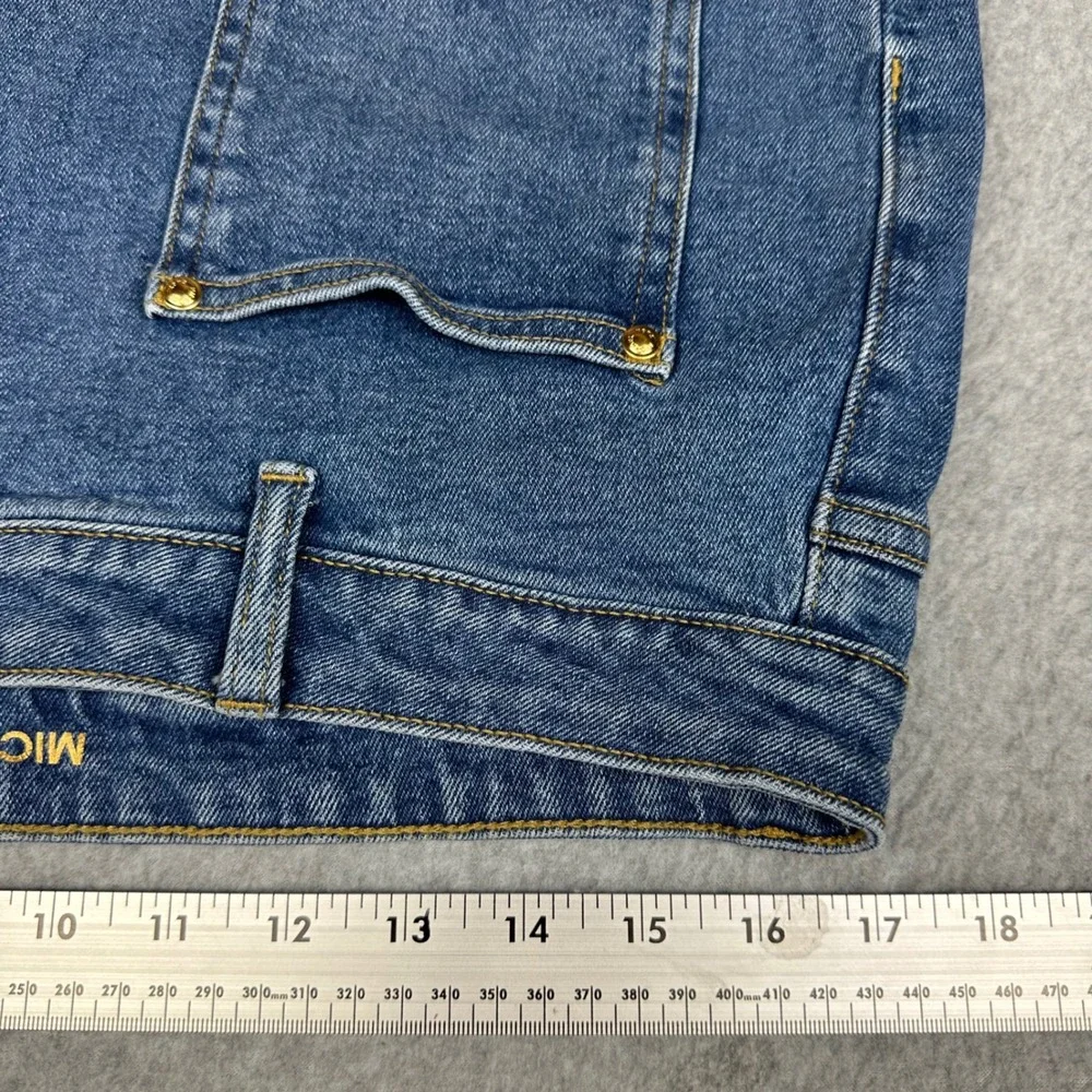 Michael Kors Womens Blue High Rise Wide Leg Denim Jeans Size‎ 14 Patch Pocket